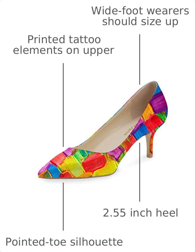 Image of Reindee Lusion Womens Low Kitten Comfortable High Heels Music Note Printed Closed Toe Sexy Pumps Shoes