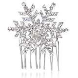 EVER FAITH® österreichischen Kristall Winter Schneeflocke Haarkamm Haarschmuck Clip - Silber-Ton