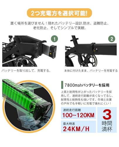 CATEOOKI 電動アシスト自転車 折りたたみ 14インチ大容量 5段変速 の商品画像 5