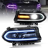 VLAND RGB Led Headlights Compatible with Dodge Charger 2015-2018( Not Fit Xenon Models) w/Projector...