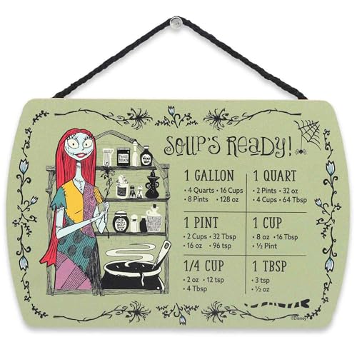 Disney The Nightmare Before Christmas Hanging Wood Measuring Sign - Fun Sally Soups Ready Kitchen Conversion Chart
