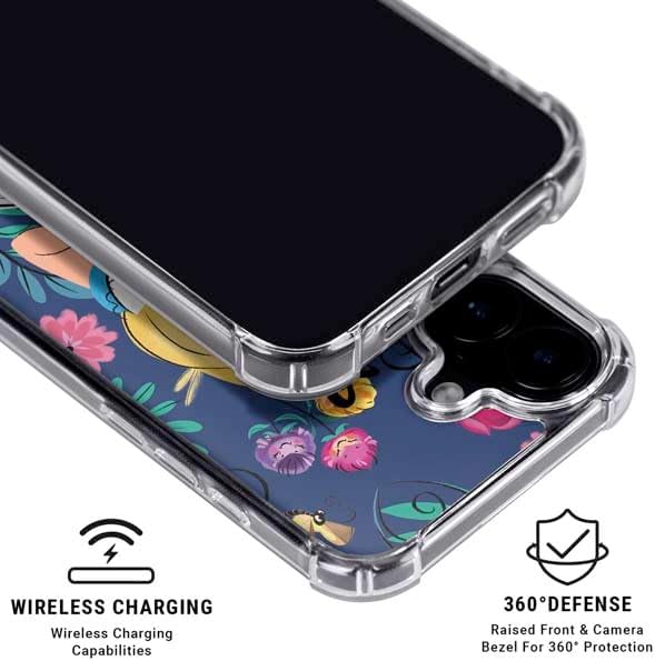 Skinit Phone Case Compatible with MagSafe iPhone 16 - Officially Licensed Disney Alice in Wonderland (Animated) Floral Print Design