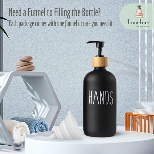 Image of LOOCHICA Black Glass Kitchen Soap Dispenser, Detergent Dispenser or Hands Soap Dispenser for Kitchen Sink, Black Soap Dispenser, Modern Farmhouse Decor Dish Soap Pump for Kitchen Organization