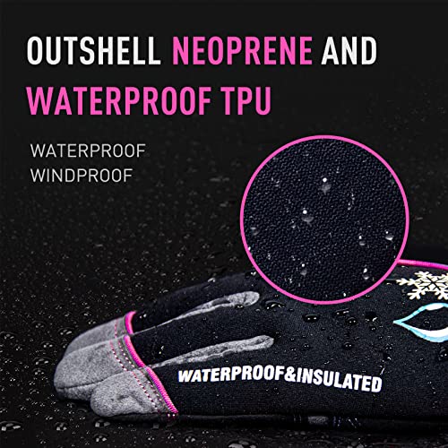 HANDLANDY Waterproof Insulated Work Gloves, 3M Thinsulate Thermal Winter Gloves for Men Women Touch Screen, Warm Ski Snowboard Cold Weather Gloves (Small, Pink) - Image 3