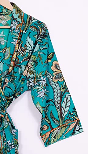 Image of Pure 100% Cotton Robe For Womens Bathrobe Dressing Gown Long sleepwear Free Size Kimono