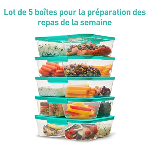 Boîte alimentaire hermétique meal prep Sistema compartiments plastique vert