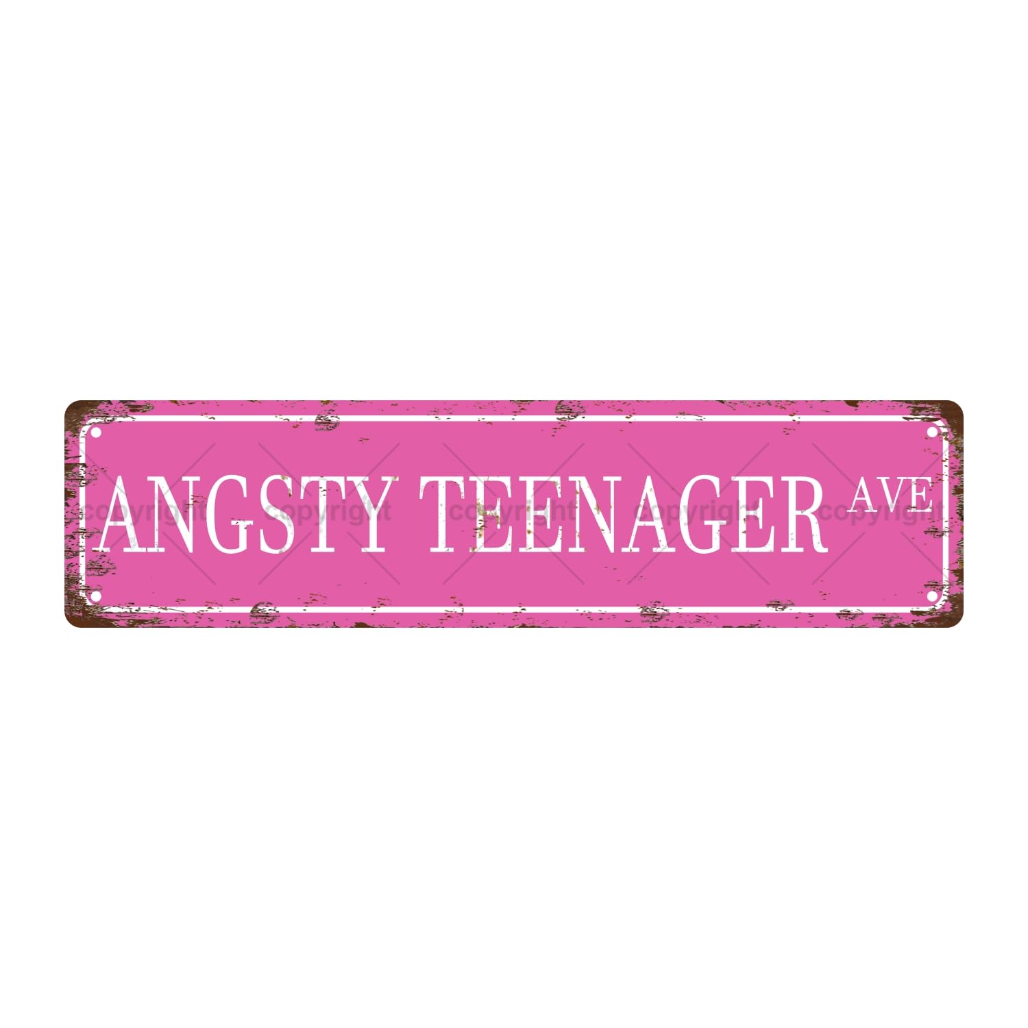 ANGSTY Teenager AVE Mental State Metal Tin Street Sign Bar Cafe Garage Cave Home Room Wall Bathroom Farmhouse Garden Porch Patio Decor,4x16 Inch