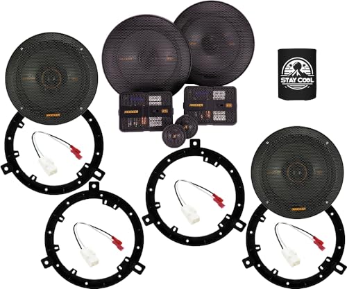 KICKER Speakers 6.75 inch for Jeep Wrangler 2007-2017 Upgrade Kit - 2 Pairs of KS Series with Adapters and Harness, Car Audio Front Dash and Rear Overhead KSS670, 51KSS6704 & KSC670, 51KSC6704