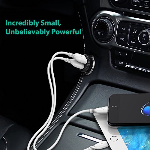 image for Car Charger RAVPower Mini Dual USB Car Adapter 24W 4.8A Output, Compat