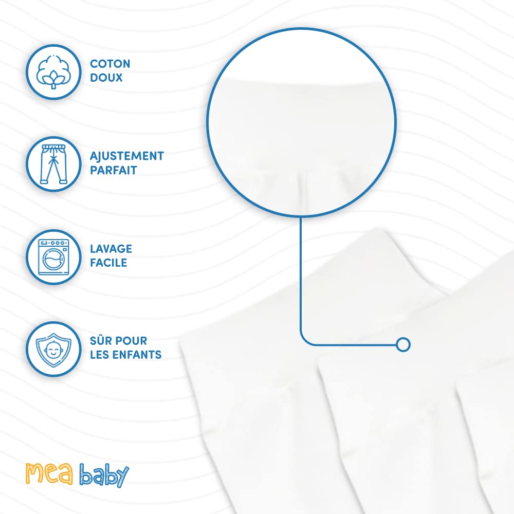 MEA BABY Pantalon bébé Unisexe avec Pieds 100% Coton Bio, Lot de 3, pour Filles et garçons (Parent)