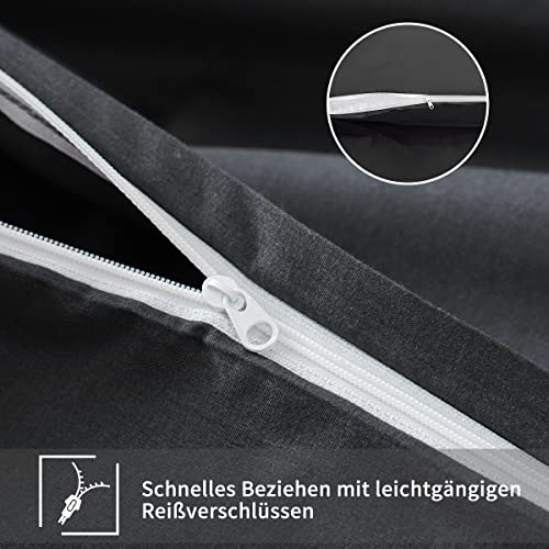 RUIKASI Bettwäsche 220x240 3 teilig Anthrazit - Bettbezug 220 x 240 Set mit Kissenbezüge, Bettwäsche-Sets 240x220 aus Mikrofaser mit Reißverschluss Weich und Bügelfrei - Image 6