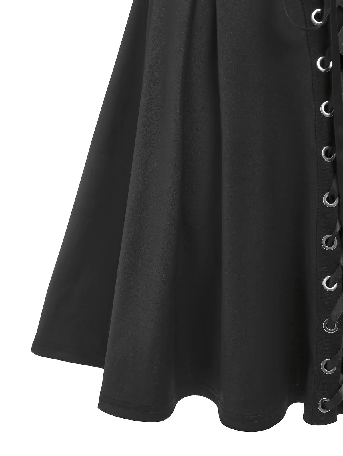 ROSE GAL Women's Plus Size High Waist Tie Dress Gothic Lace Up Buckles Godet Hem A Line Suspender Skirt: Black-5 3X