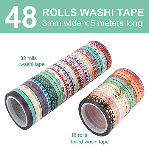 WT - Set di 48 rotoli di nastro washi Washi, in