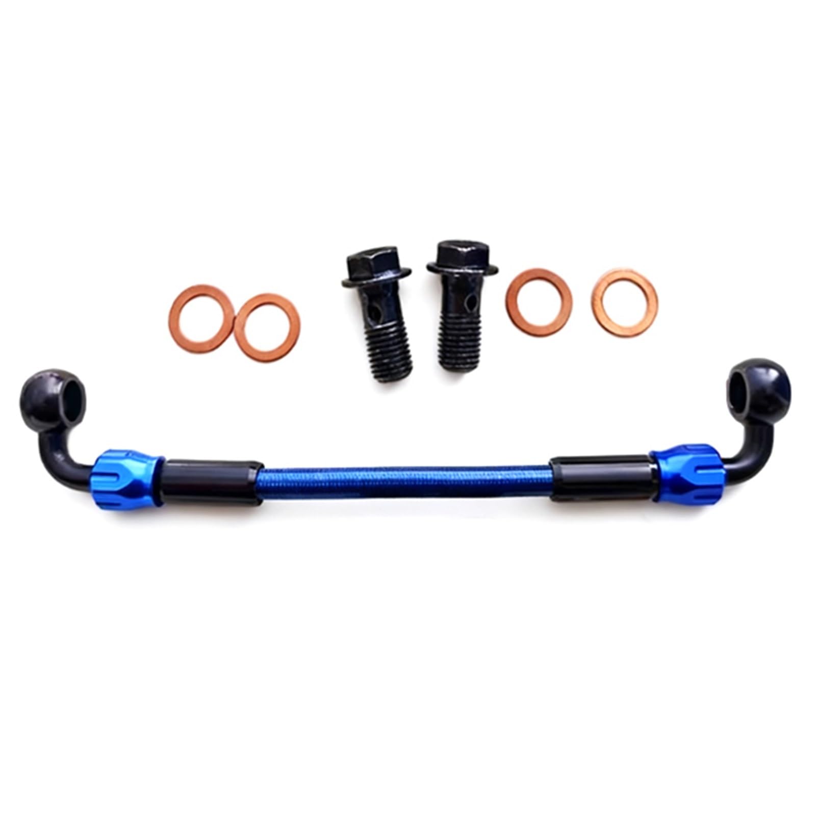 Shqxd One Color Hydraulic Brake Hose Motorcycle Hydraulic Clutch Tube Master Cylinder Brake Hose Fittings An3 Braided Oil Pipe 90°-90° Accessories(2500Mm)