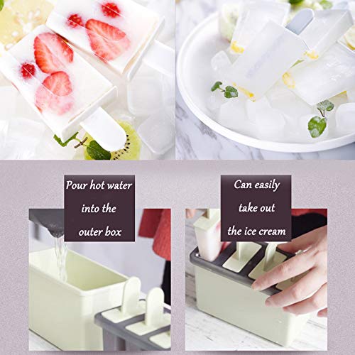 Popsicle Molds Set di Stampi per Ghiaccioli con Bastoncini Ice Lolly Riutilizzabile Stampo per Gelato Senza BPA Ghiaccioli Stampo Gelato Fai da Te Ideale per Preparazione Ghiaccioli, Gelati,Sorbetti - immagine 3