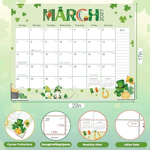Image of GuassLee Desk Calendar 2026-2027 Large 22 inch x 17 inch Desktop /Wall Monthly Calendar 19-Month School Year Planner Covers June 2026 to December 2027 with Julian Date&Notes for Easy Organizing