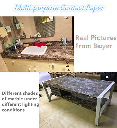 UPREDO Brown Marble Contact Paper Granite Look Marble Effect Countertops Gloss Vinyl Kitchen Bathroom Table Desk Sticker Film 12inch by 79inch (Brown) - Thumbnail 6