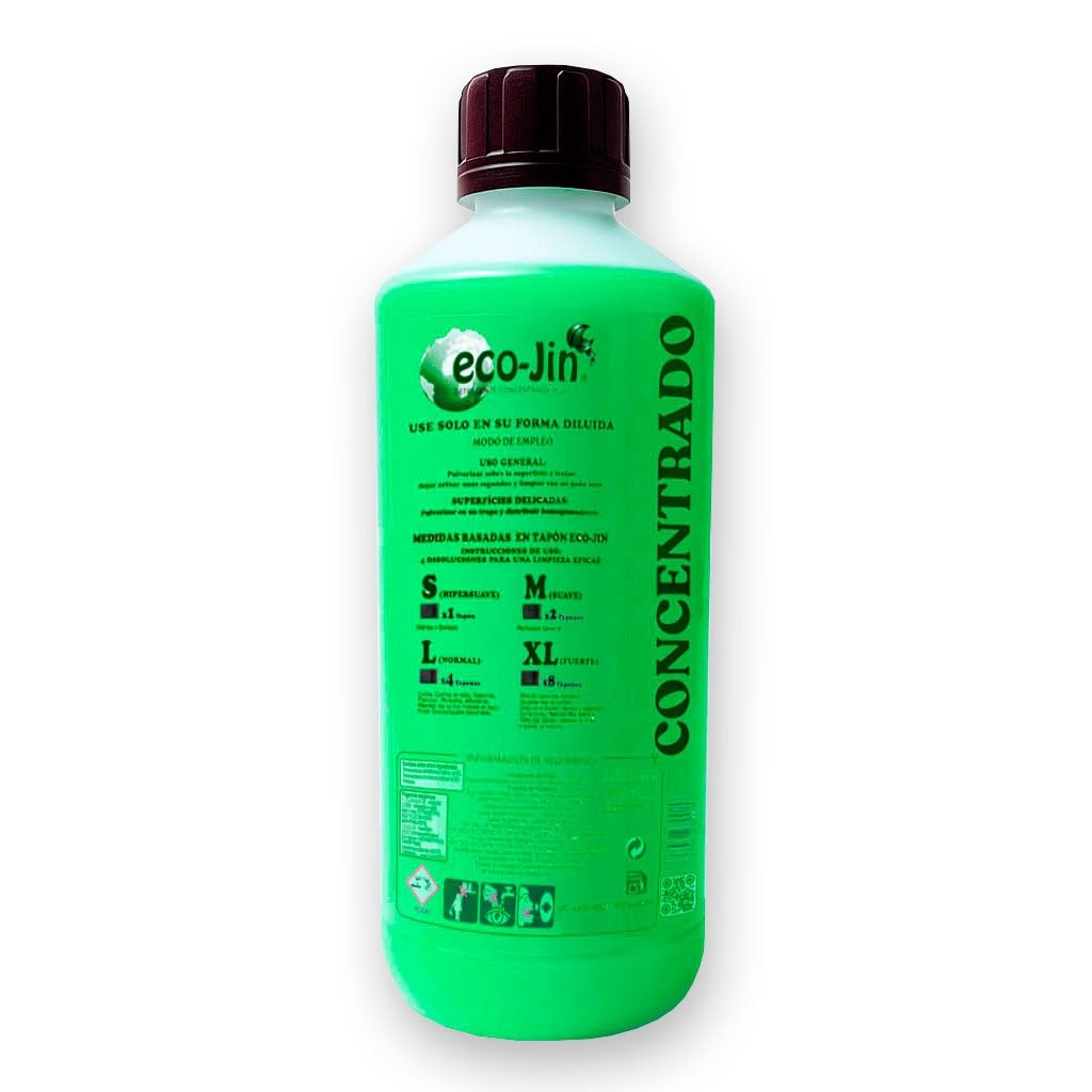 EcoJin Ice Mint 1L – Detergente Ecológico Concentrado Quitamanchas y Desengrasante Multiusos (6 unidades)