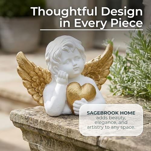 Estatua de Querubín con Corazón para Jardín 15 pulgadas miniatura 6