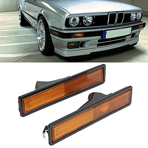 Acouto Front Side Marker Light Covers 63141377849 for E30 E32 E34 318i 325i 525i 735i 2pcs Car Side Marker Light Lens Covers Replacement(Yellow)