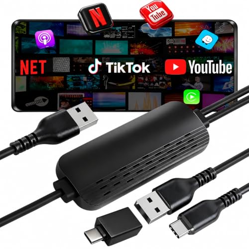 Koogold 3-in-1 Wireless CarPlay Adapter with Video Streaming, Screen Mirroring & Fast Charging, Enables YouTube/TikTok via Wired Connection, Plug & Play,Car with Wired CarPlay by Koogold - Used condition - US$57.91