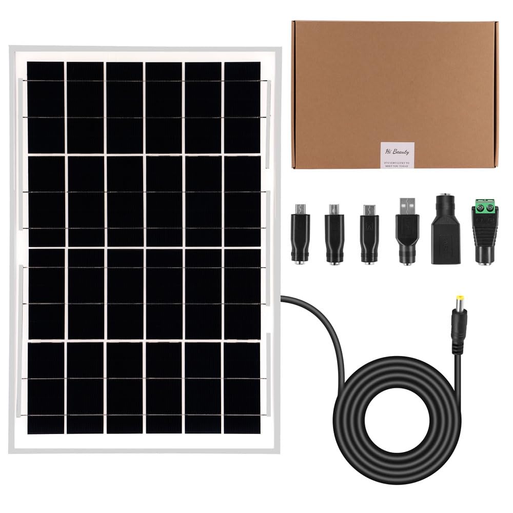 Pannello solare da 12 V con 6 adattatori opzionali, caricabatterie portatile per pannello solare da 10 W, per aprire cancelli di veicoli, recinzioni elettriche, pollai, trattori, barche