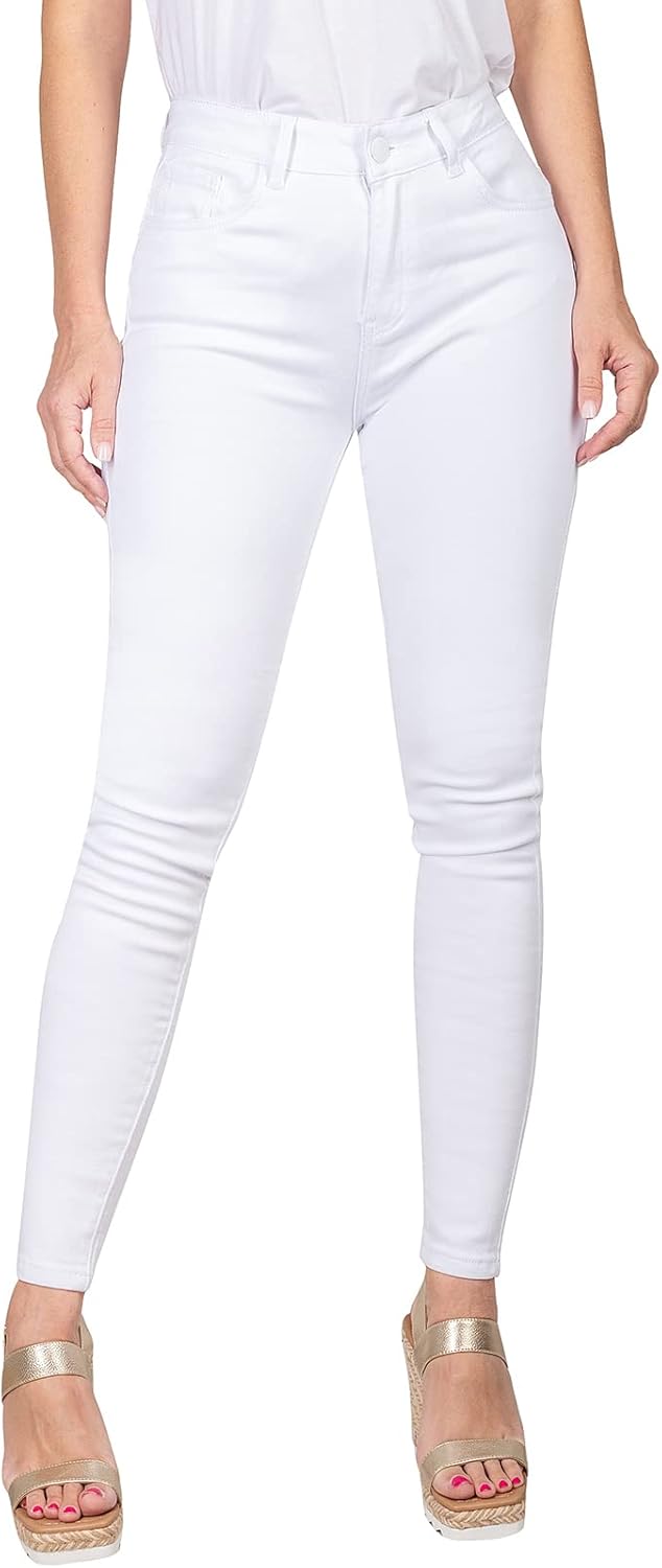 2LUV Women's Stretchy 5 Pocket Skinny Jeans White 13