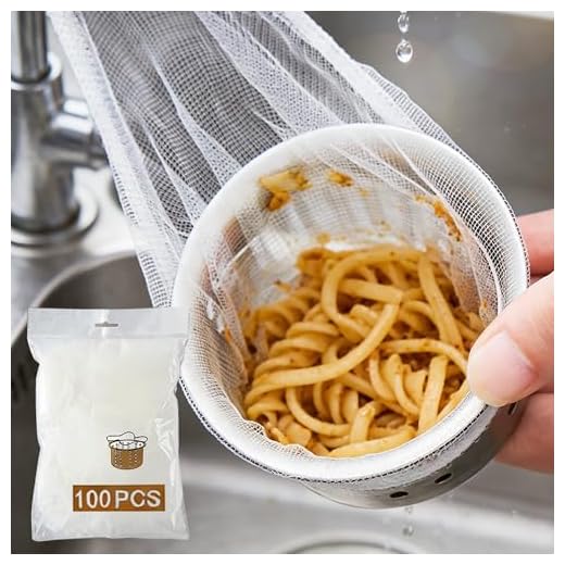 Disposable Mesh Sink Strainer Bags, 100Pack Disposable Sink Drain Covers, Ultra-Fine Elastic Mesh Food Catcher, Anti-Clog Filter Nets for Kitchen Bathroom Sink Drain
