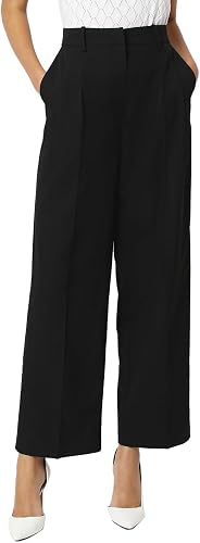 VERO MODA Femme Vmnila MW Ample pour Papa Noos Pantalon en Tissu, Noir, 40W / 32