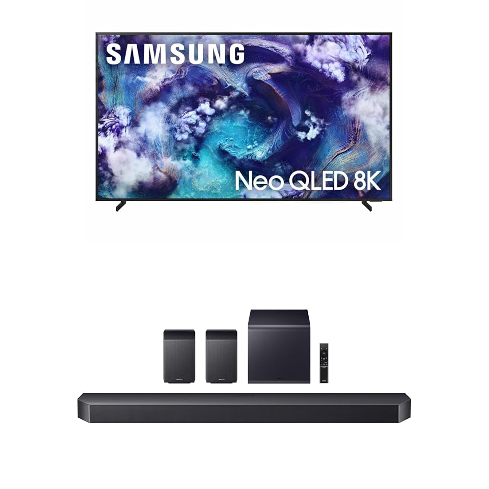 Samsung 65-Inch Class Neo QLED 8K QN900F Series, Vision AI, Mini LED Smart TV (2025 Model, 65QN900F)+ Samsung Q990F 11.1.4ch Q Series Subwoofer + Rear Speaker, Wireless Dolby Atmos, (HW-Q990F, 2025)