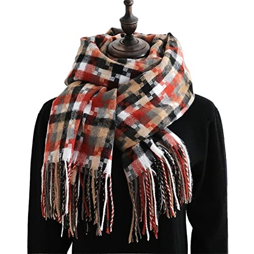 Sciarpa Donne sciarpa inverno plaid sciarpa donna inverno lungo nappa scialle wrap moda imitazione cashmere caldo sciarpe da uomo regalo da uomo Scialle(B)