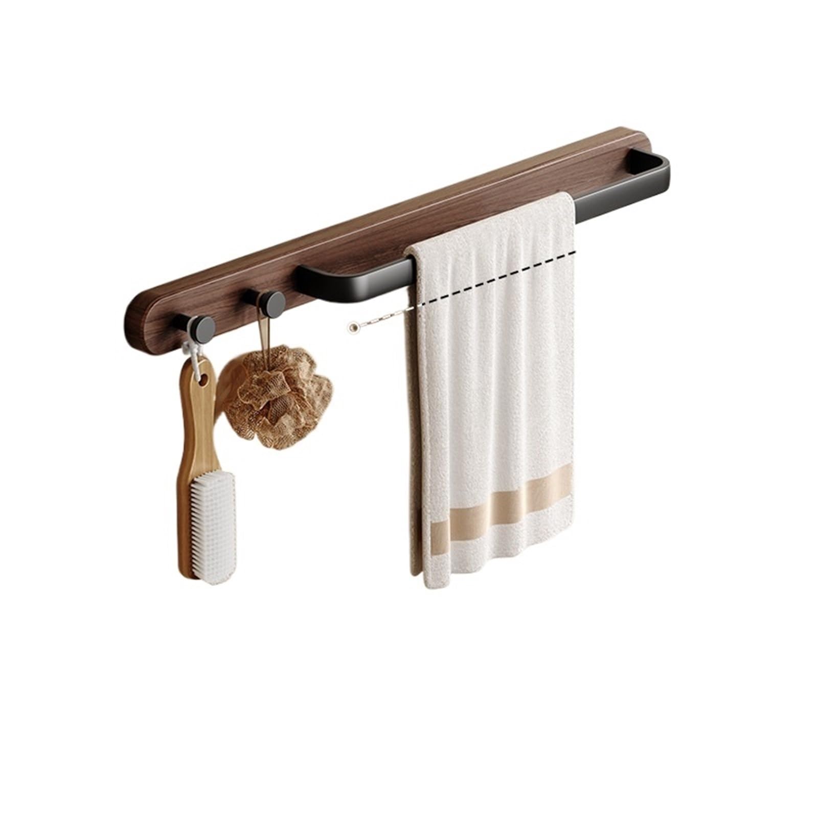 Wood Towel Rack ，no Punch Bathroom Shelf