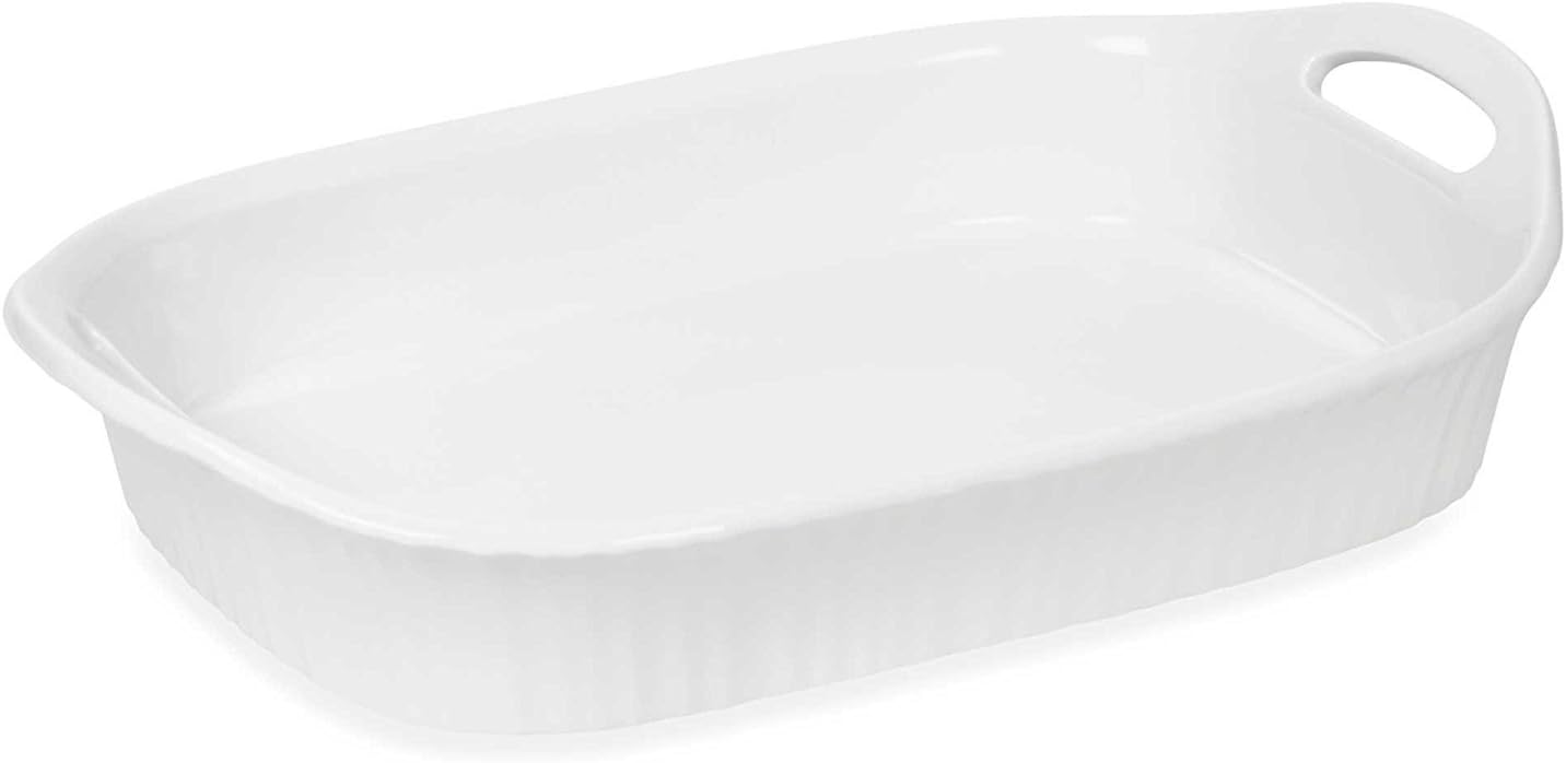 French White III 3-Quart Ceramic Oblong Casserole Dish with Sleeve | Oven, Microwave, Refrigerator and Freezer Safe