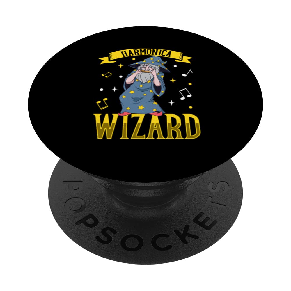 Harmonica Wizard PopSockets Swappable PopGrip, Black