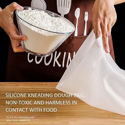Image of KOMUEE ELEGAR Silicon Atta Kneading Dough Maker Bag -,Glass Food Storage Containers with Lids,BPA Free,Microwave, Oven, Freezer and Dishwasher,White Food-Grade Mixing & Storage Tool (1 pcs)