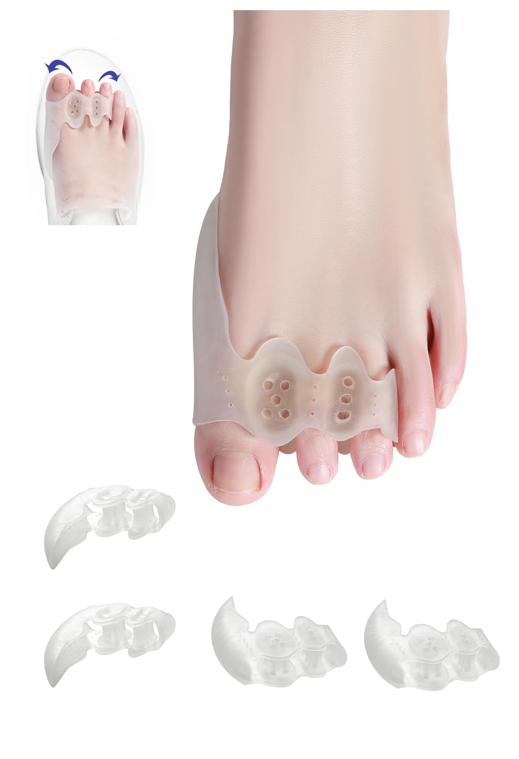 Hewaomm Bunion Corrector Toe Spacers For Kids Man Women, Separators Toe Straighteners For Curled First Three Toes, Spreade Feet Hammer Overlapping