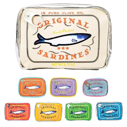 AZURAOKEY Canned Sardines Makeup Bag, Canned Sardines Style Toiletry Bag Cute Travel Bag Creative Cute Makeup Bag Aesthetic Toiletry Bag for Women