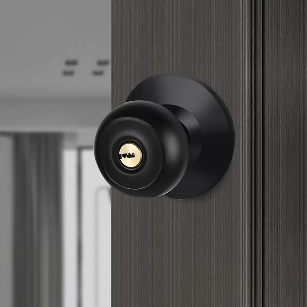 Entry Door Knob With Lock And 3 Keys All Alike,Exterior/Interior Door Handles For Bedroom Or Bathroom,304 Stainless Steel Door Knobs For Front Door