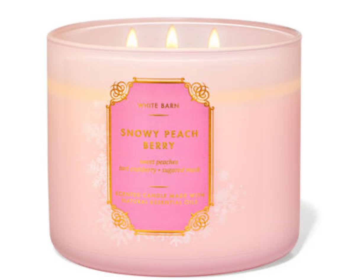 Bath & Body Works キャンドル　ピーチ　オーシャン Pink Peach Blossom” 3-Wick scented Candle Bath and Body