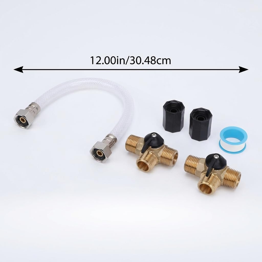 Kit de derivación de calentador de agua para caravana, con válvulas de latón robustas, conectores macho y hembra, con mango intuitivo para facilitar, Negro -