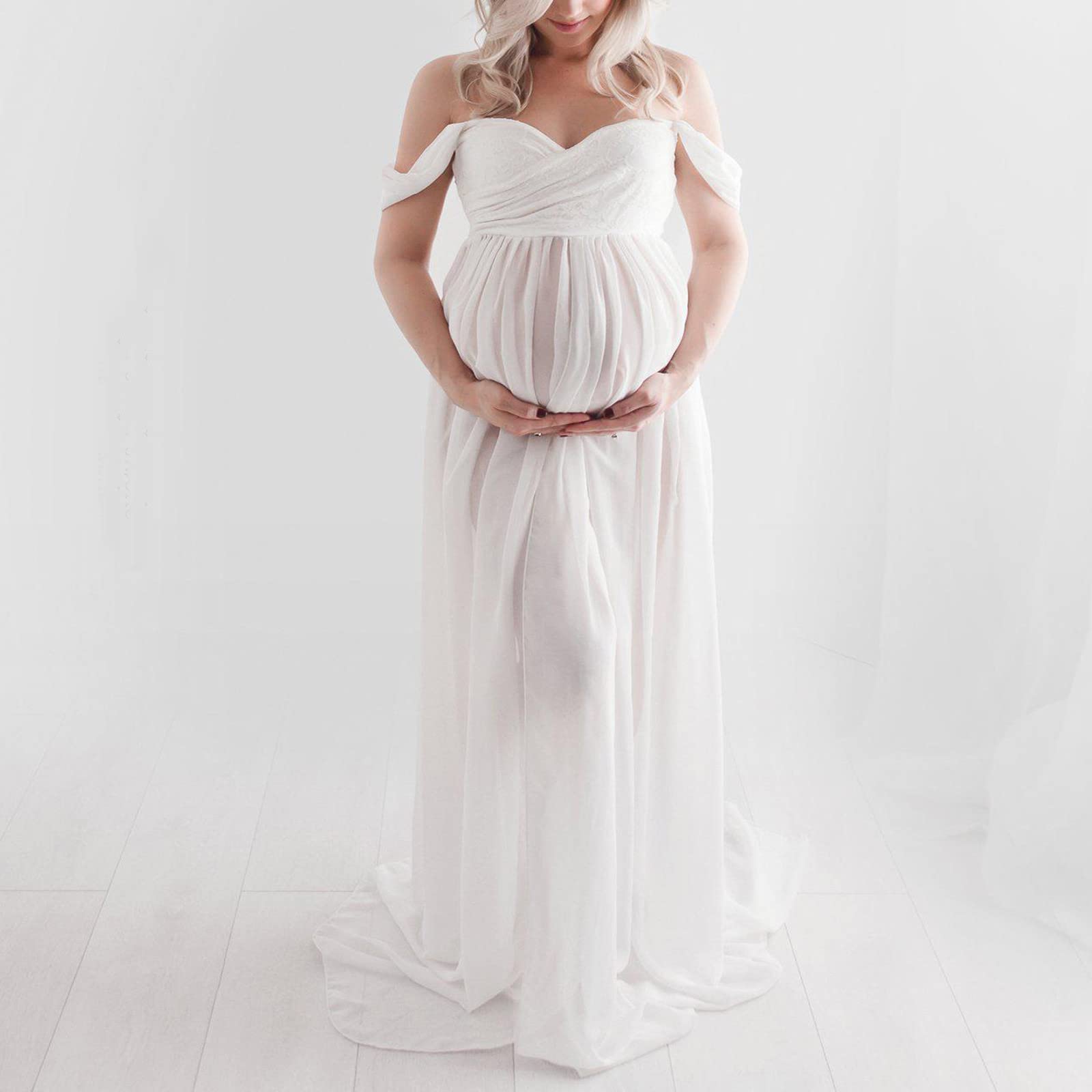 Vestido de Maternidad Negro Con Botones - Mujer Malla Sin Mangas Para Sesión de Fotos Embarazada