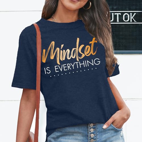 MAIHUN Inspirational Shirt for Women Mindset is Everything Tshirt Positive Kindness Short Sleeve2