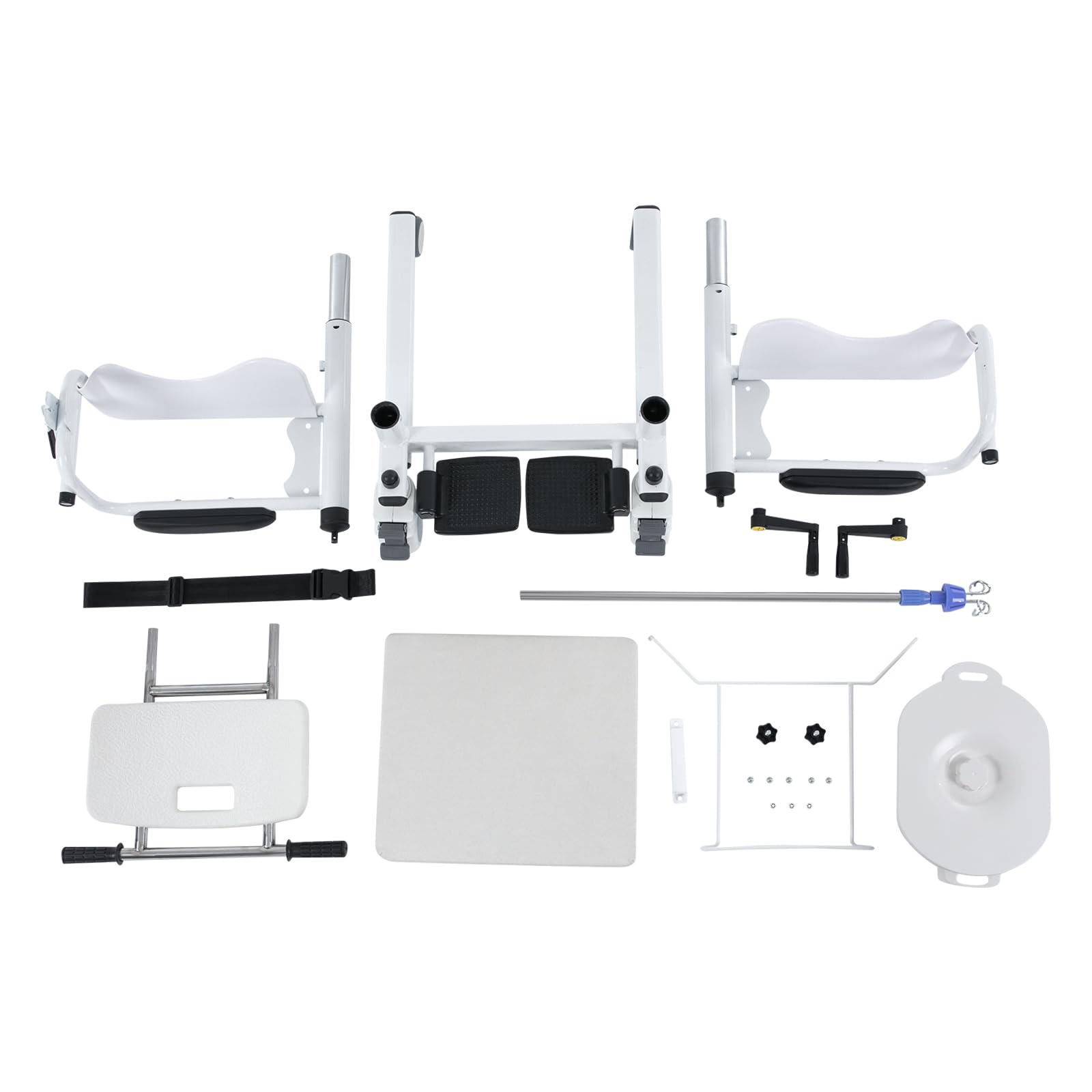 Silla elevadora de pacientes con altura regulable manualmente, asiento dividido de 180°, silla de ruedas multifunción con frenos, hasta 120 kg, para personas mayores, discapacitados, cuidado en casa