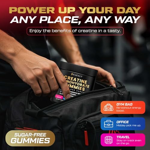 Image of Creatine Monohydrate Gummies for Men & Women,Creatine Gummies Sugar Free with L-Taurine, BCAA 2:1, B12 B6 for Boost Strength, Focus & Endurance, Vegan, Non-GMO, Strawberry, 120pcs