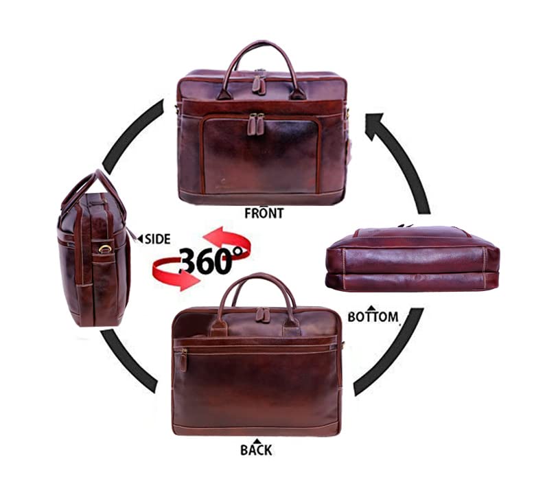 Image of LEADERACHI Vintage Leather Messenger Bag For Men's.