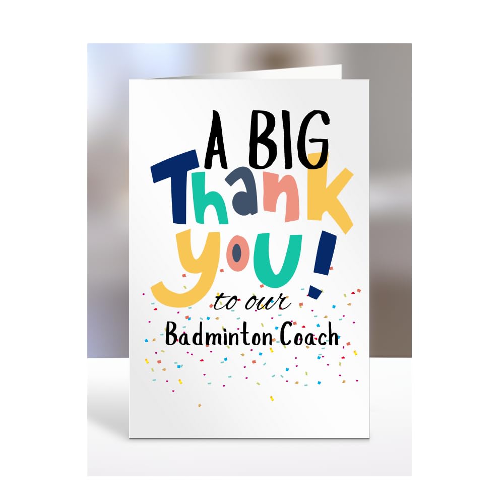 Thank you Badminton Coach card, Thanks, Thankyou, Gifts for men, women, presents for Christmas, female, male, A5-152_5