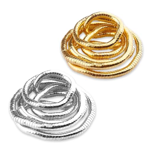 2 Pack Bendable Necklaces for Women,Bendable Snake Chain Infinite Loop Necklace Gold,Collar Multiusos, Versatile Flexible Adjustable Snake Bracelet Choker