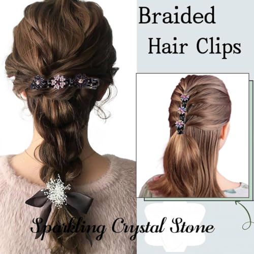 Pinzas trenzadas con cristales para el cabello 4 unidades miniatura 5