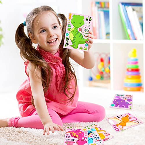 36 Sheets Make A Dinosaur Stickers Dinosaur Party Favors Make Your Own Dinosaur Sticker Cute Make A Face Dinosaur Stickers For Kids Diy Project Dinosaur Theme Birthday Party Favor (Sweet Dinosaur) #TOP4