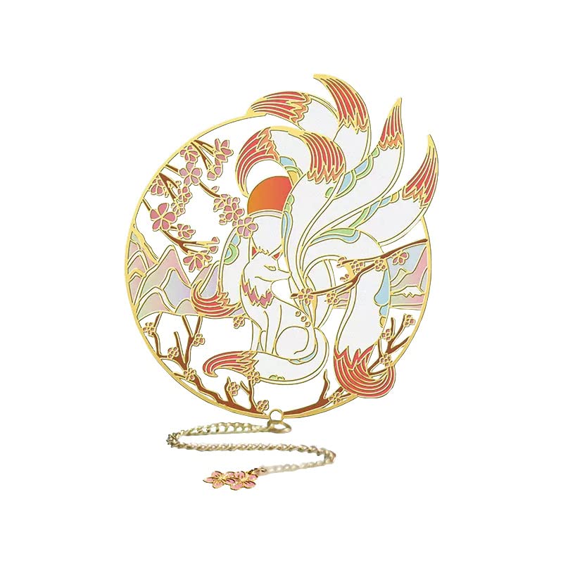APULM Bookmarks Oriental Mythology Nine-Tailed Fox Bookmark Gold Plated Brass Gift Box Packaging Suitable for Gift Giving